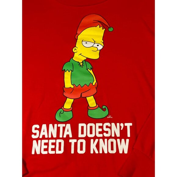 The Simpsons Ugly Sweater Christmas Holiday Red Bart Simpson Mens XL - Picture 3 of 11